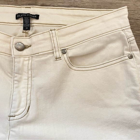 Eileen Fisher Womens Jeans Mid Rise Off White Cream Denim Size 10 - Picture 4 of 10